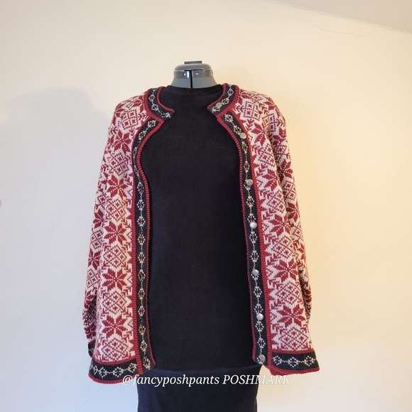❤️WOOLRICH classic timeless quality wool cardigan metal buttons Nordic fair isle - Picture 12 of 17